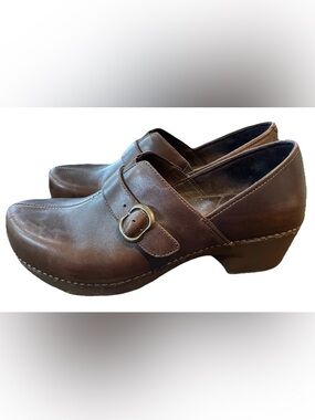 Dansko Womens Tamara Clog Pump Size 41 10 Brown Leather Block Heel Nursing Shoe